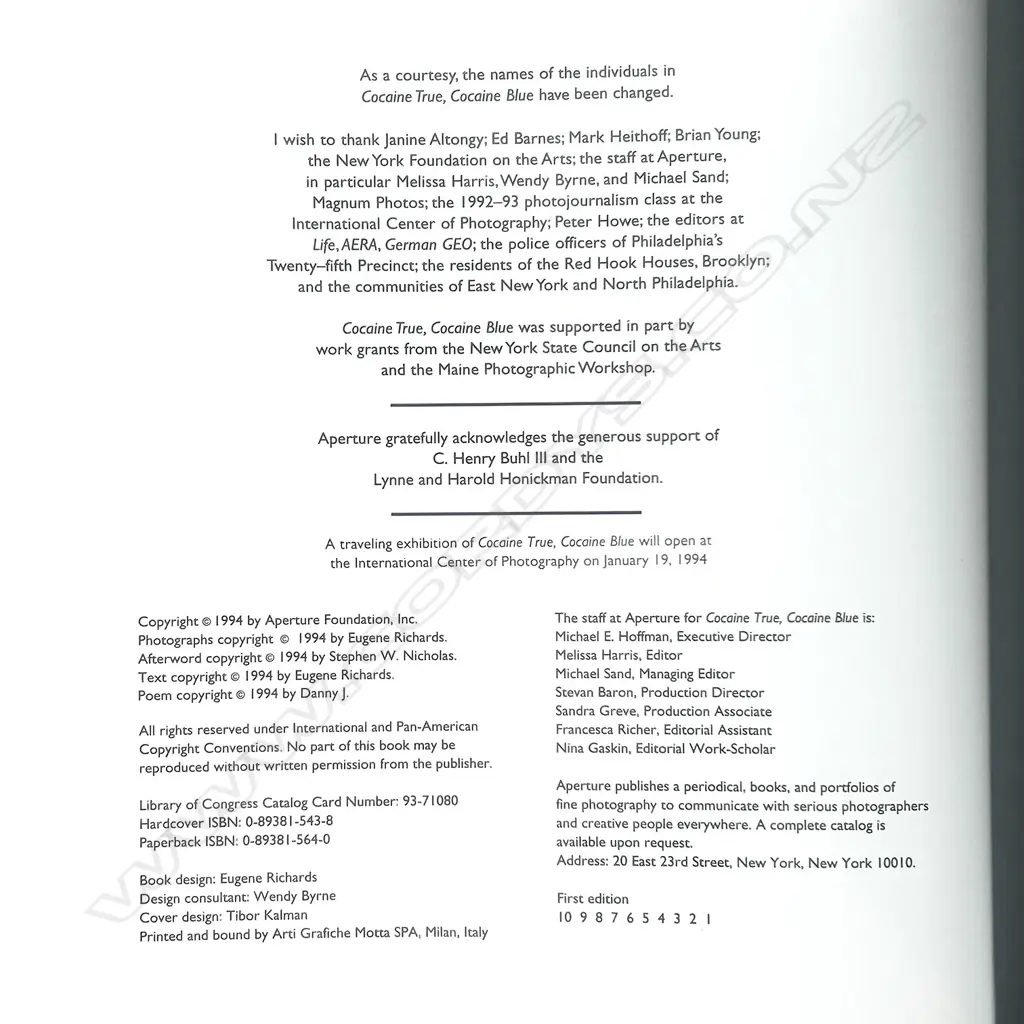 EUGENE RICHARDS: COCAINE TRUE COCAINE BLUE Image 1++